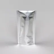silver mylarfoil standing pouch with laser cut tear line
