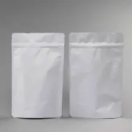 two side by side matt white foil zipper standing pouches