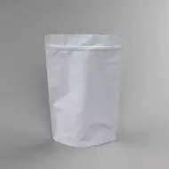single white standing pouch with zipper sealed