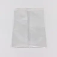 Empty clear Fin seal bag with enlarged sombrero hanging hole