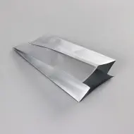 single silver pouch with opening and side gussets