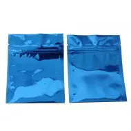 3.4" x 4.0" Blue MylarFoil ZipSeal Mini Pouches with Tear Notch