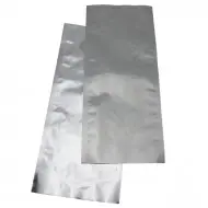 front and back of large clear and silver chevron style peel pouch