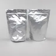 two standing pouches silver foil zipper