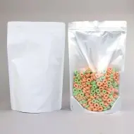 7.625" x 11.75" x 4" Clear / Matte White Mylar Foil Stand Up Pouch