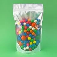 Clear/Silver Stand Up Pouch with ZipSeal