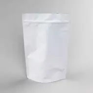 single white standing pouch with zipper sealed