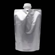 silver stand up pouch with spout