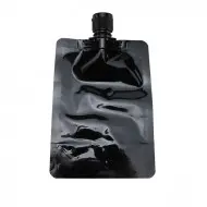 4.25" x 6" x 2.625" O.D. PAKVF5N Black SpoutPAK with 16mm black flip lid cap (500/case) - SP125VF5NBSC