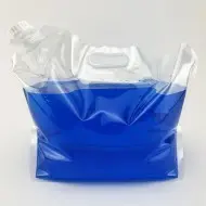 16.75" x 12.5" x 7" Clear 7.5L SpoutPAK with white Handle and 33mm Fitment