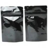 4" x 6.41" x 2.25" Black Mylar Foil Stand Up Pouch