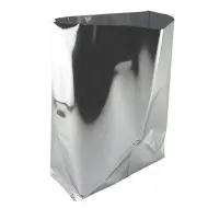 single silver square style bottom bag with gentered seal and tear notches