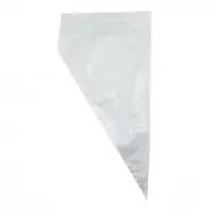 White PE three side seal pouch with sharp tip and open back