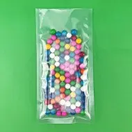 6 x 12 clear boilable pouch filled with candy