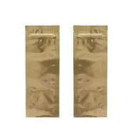 3.5" X 9.5" O.D. Gold MylarFoil Pouch with Tamper Evident ZipSeal™ and Tear Notch