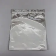 silver metalized zipseal pouch with fold over bottom and black interior color