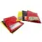 red black and yellow versions of this bottom load zipper pouch