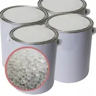 4 White cans with window inside showing White 1-3mm Non-Indicating Silica Gel