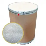 55lb cardboard drum with granular silica gel desiccant with window inside showing white granular silica gel beads
