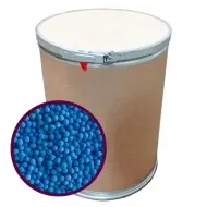 55 lb drum with preview window showing housed 4A blue Indicating Molecular Sieve; (4x8 mesh)