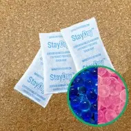 three .5g indicating silica gel desiccant packets