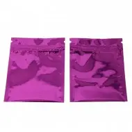 3.4" x 4.0" O.D. PAKVF4M-Purple 2 side seal pouch with zipper and tear notch