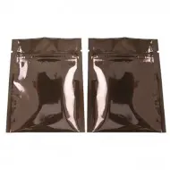 3.4" x 4.0" O.D. Brown Pouch with Zipper and Tear Notch