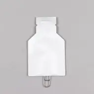 two white die-cut dispenser tip pouches