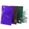 brown, purple, green and silber mylarfoil bags fanned out on table
