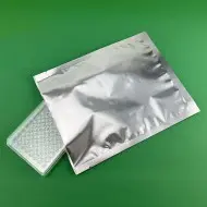 3-side seal foil PET pouch with load lip holding microwell plate