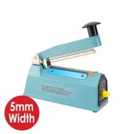 small blue metal impulse sealer with a 4 inch by 5mm seal bar