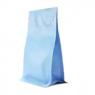 baby blue PMS block bottom side gusset pouch with pocket zipper