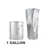 freestanding silver foil drum liner pouch with form sealed round bottom