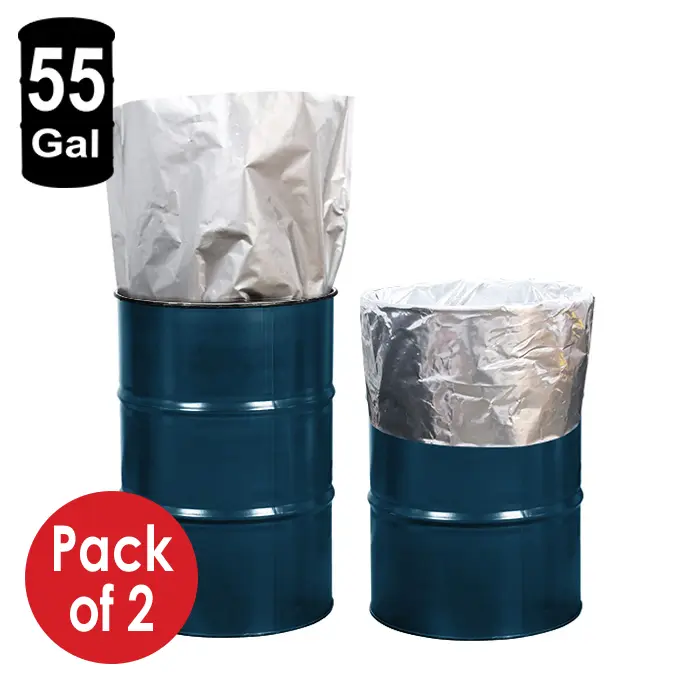 DLPKSHBTD23252PK - 2 sample pack of 55 gallon drum liners two pack of large mylarfoil silver drum liners