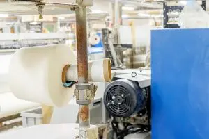 big spools for thread in textile factory