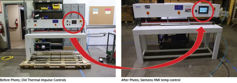 Large Frame Impulse Sealer Retrofitted to a Siemens temperature control system