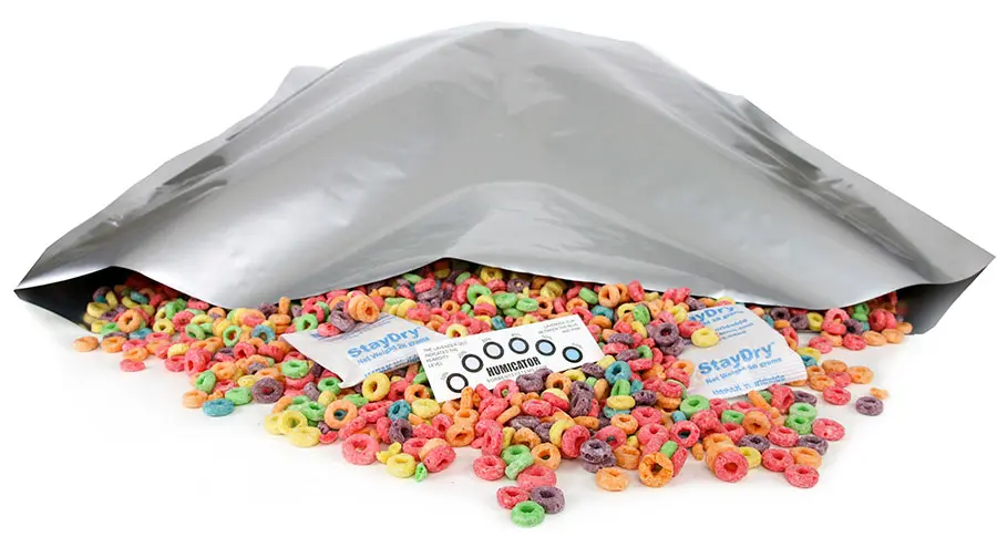 cereal in barrier bag with desiccant