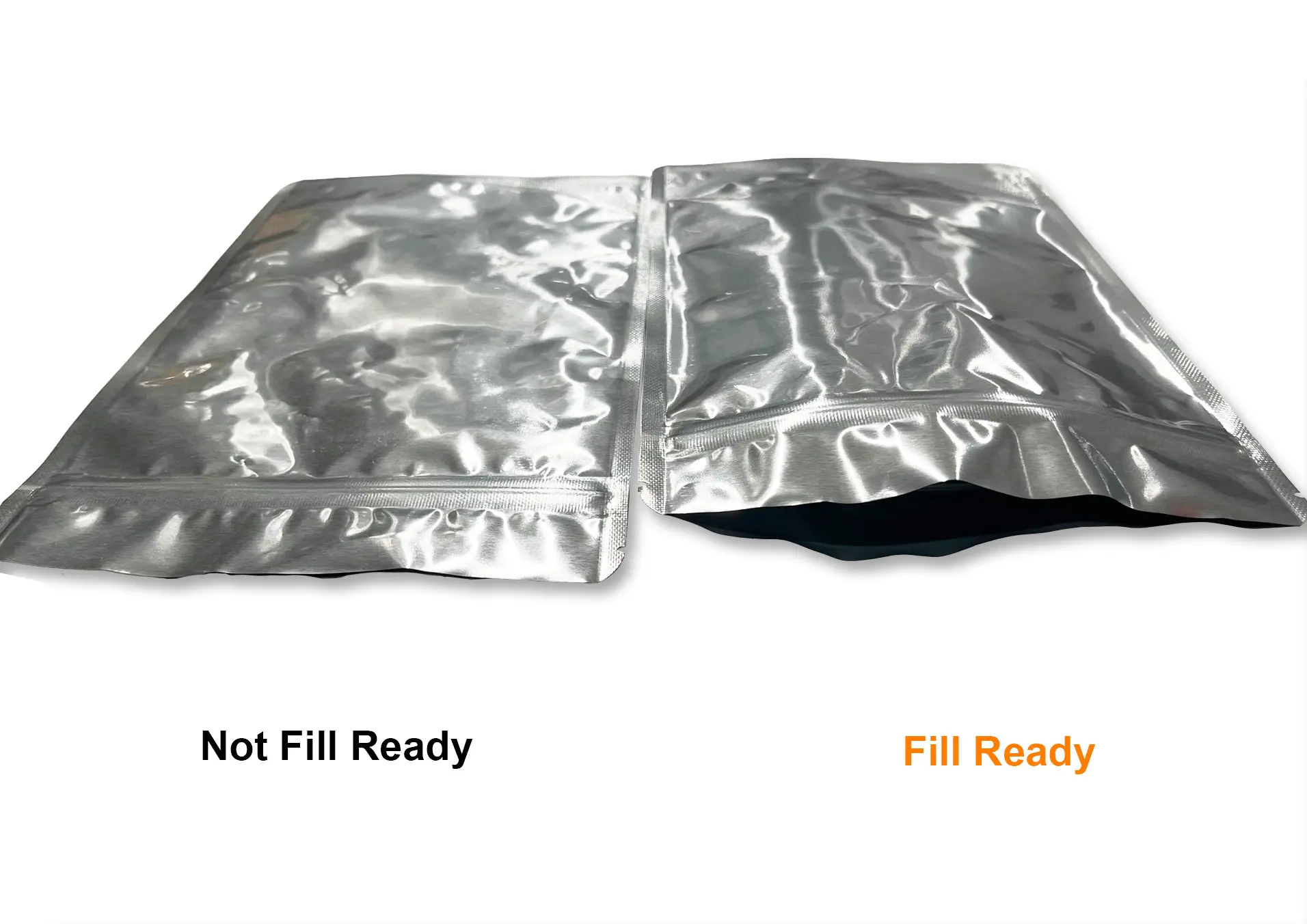 Silver stand pouches come presealed or pre opened for fill ready