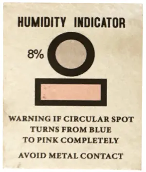 aged humidity indicating card making reading results difficult