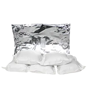 5lb clay desiccant pouches piled on top of external packaging