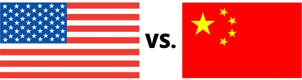 US flag and Chinese flag