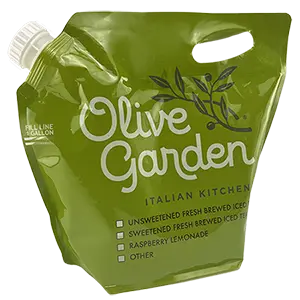 custom printed Olive Garden take out beverage bag