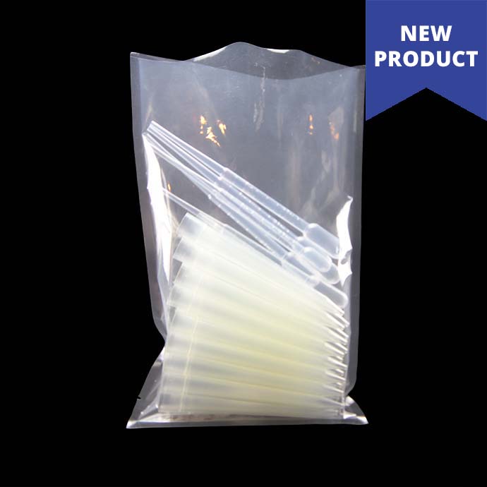 6.25" x 9.5" gamma radiation ready pouch filled with pipette tips
