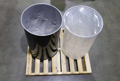 semi-rigid drum liners on a pallet