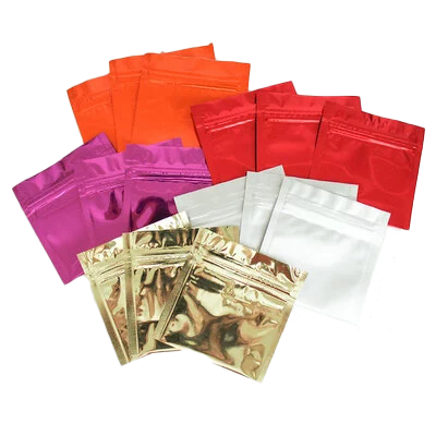 small colored pouches with reclosable zippers