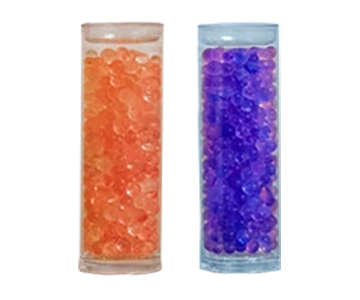 blue and orange indicating silica desiccant capsules