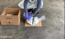 Large Frangible Seal Pouch in use Frangible Seal bursting
