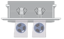 logo showing switch between 110v and 220v machine operation