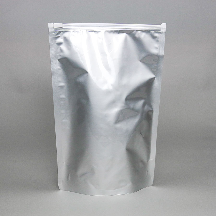 9" x 13.375" x 4.75" OD Silver Mylar Foil Stand Up Pouch with Slider zipper - FDR0475SDRZFTZ