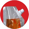 cropped circle of SpoutPAK flexible film pouch with side fitment and open top